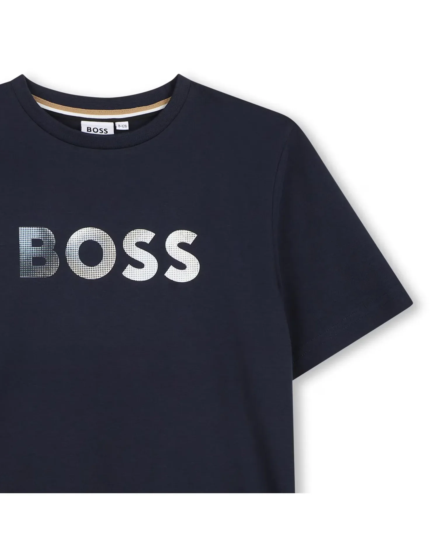Футболка для мальчика с короткими рукавами с рисунком спереди из хлопка BOSS Kidswear, синий — фото 2