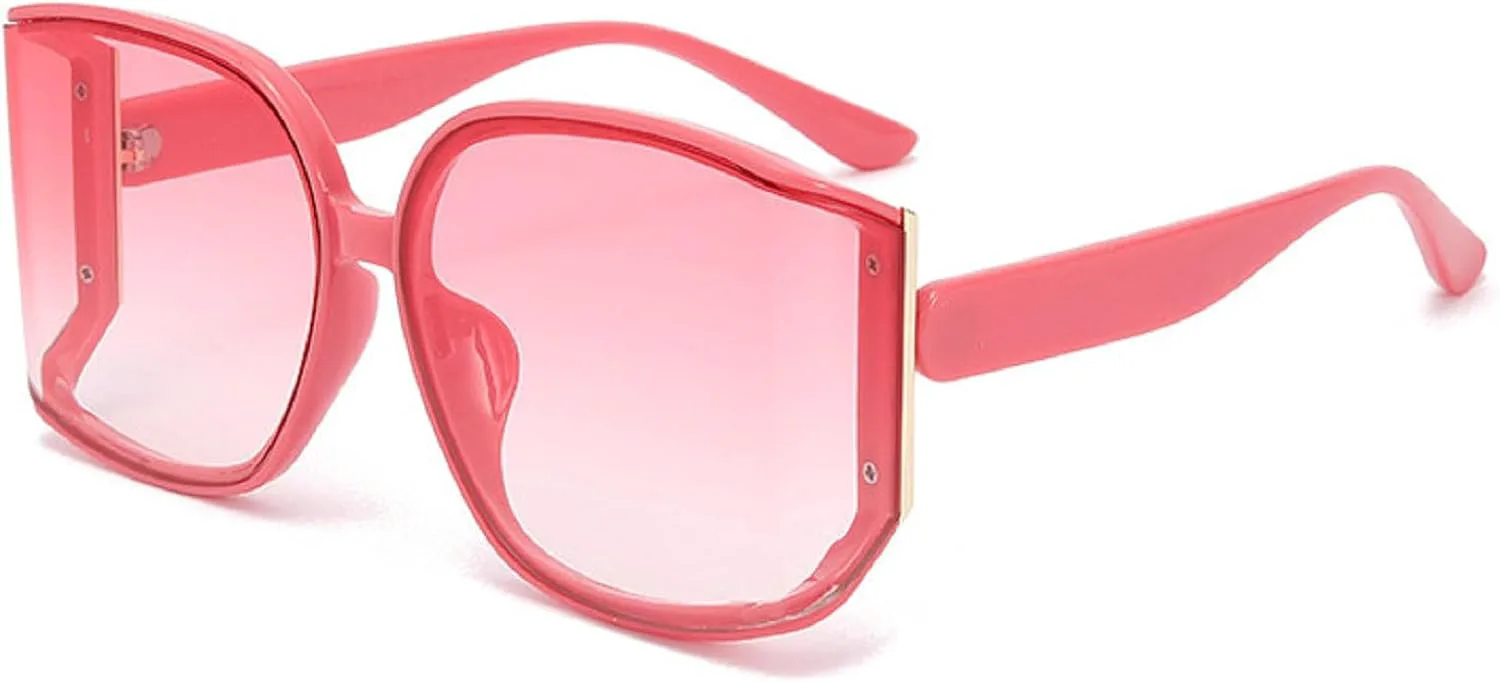 

Большие квадратные солнцезащитные очки для женщин, крупная оправа, изогнутые линзы, солнцезащитные очки-щитки для женщин, очки-маска N45 mincl, Light Pink