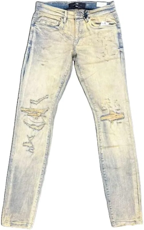 Джинсы потертые, с разрывами на коленях, Khaki Wash