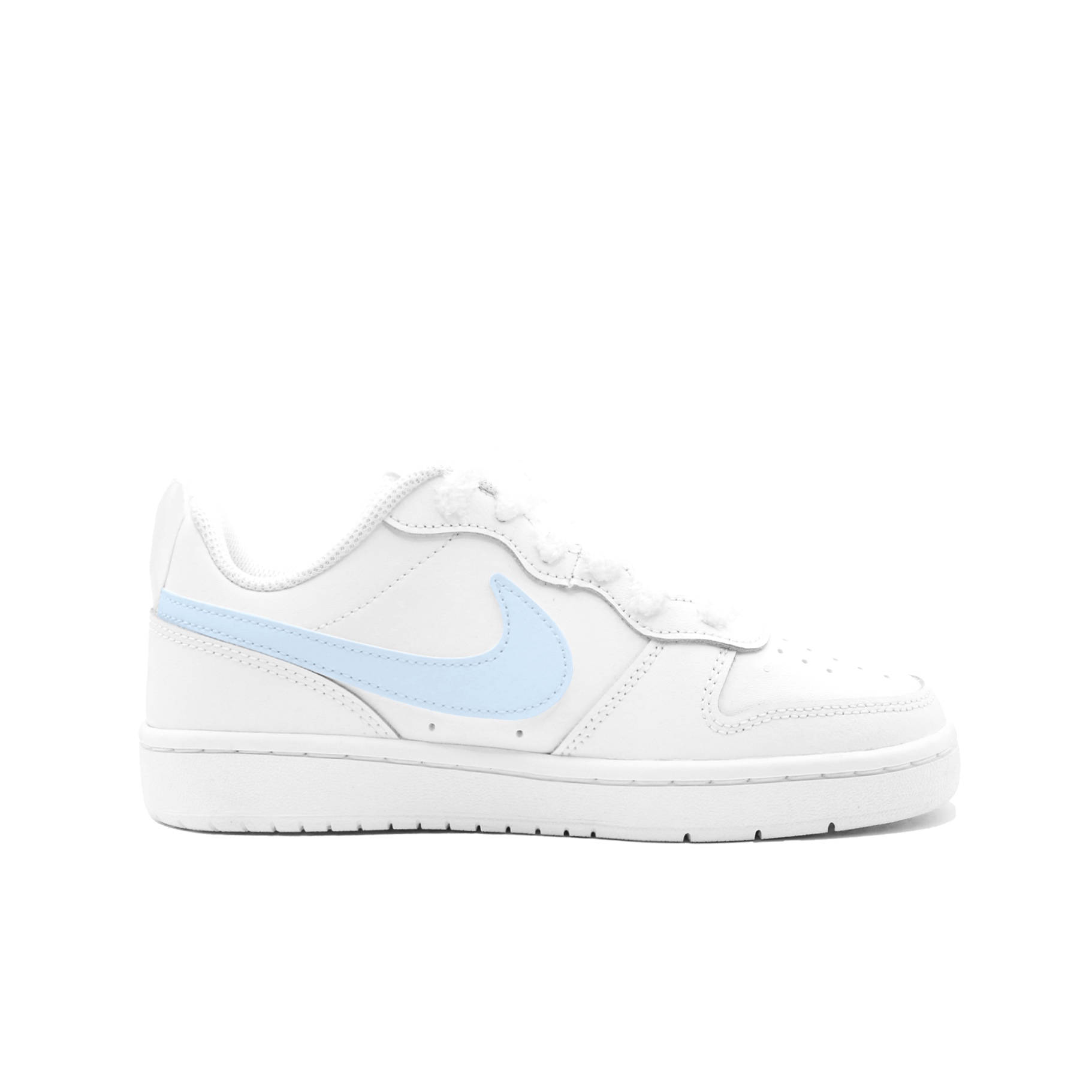 Nike Court Borough Low 2 нескользящие износостойкие низкие детские скейтбординг кроссовки white blue для подростков — фото 3