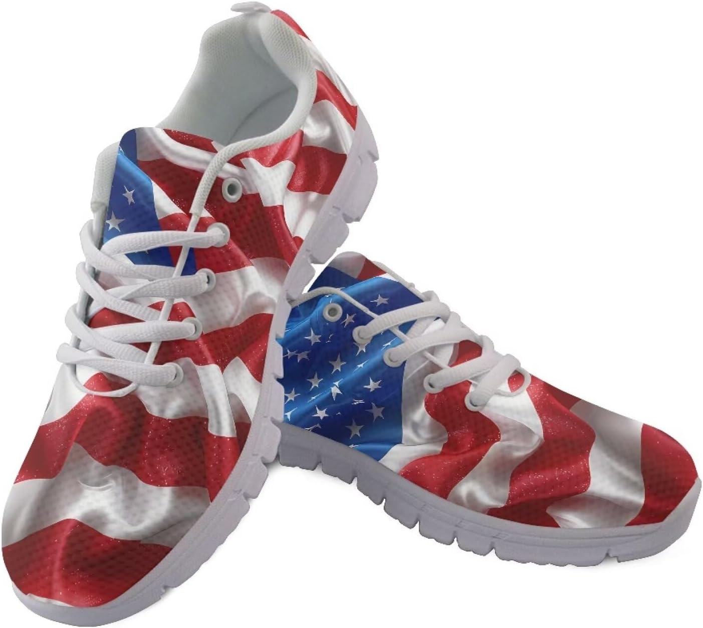 

Мужские кроссовки GIFTPUZZ с шнуровкой для занятий спортом, беговые, с высокой подошвой, дышащие, легкие, для тренажерного зала и тенниса, 4th of July Independence Day