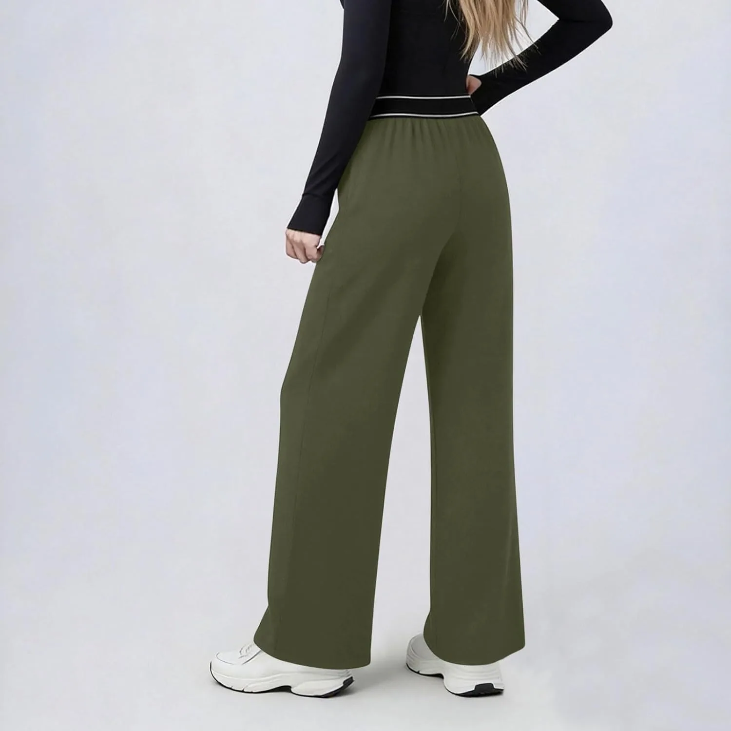 Женские повседневные брюки Casual Work Pants Elastic Mid Rise с карманами — фото 3
