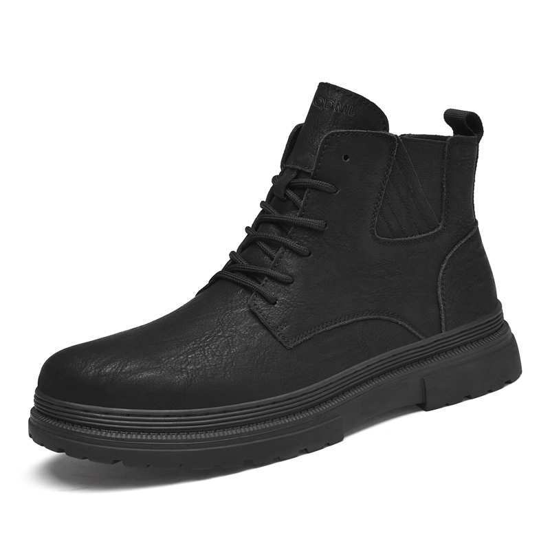 

Короткие мужские ботинки Martin Qiandongmeili, Black Single Layer Shoes