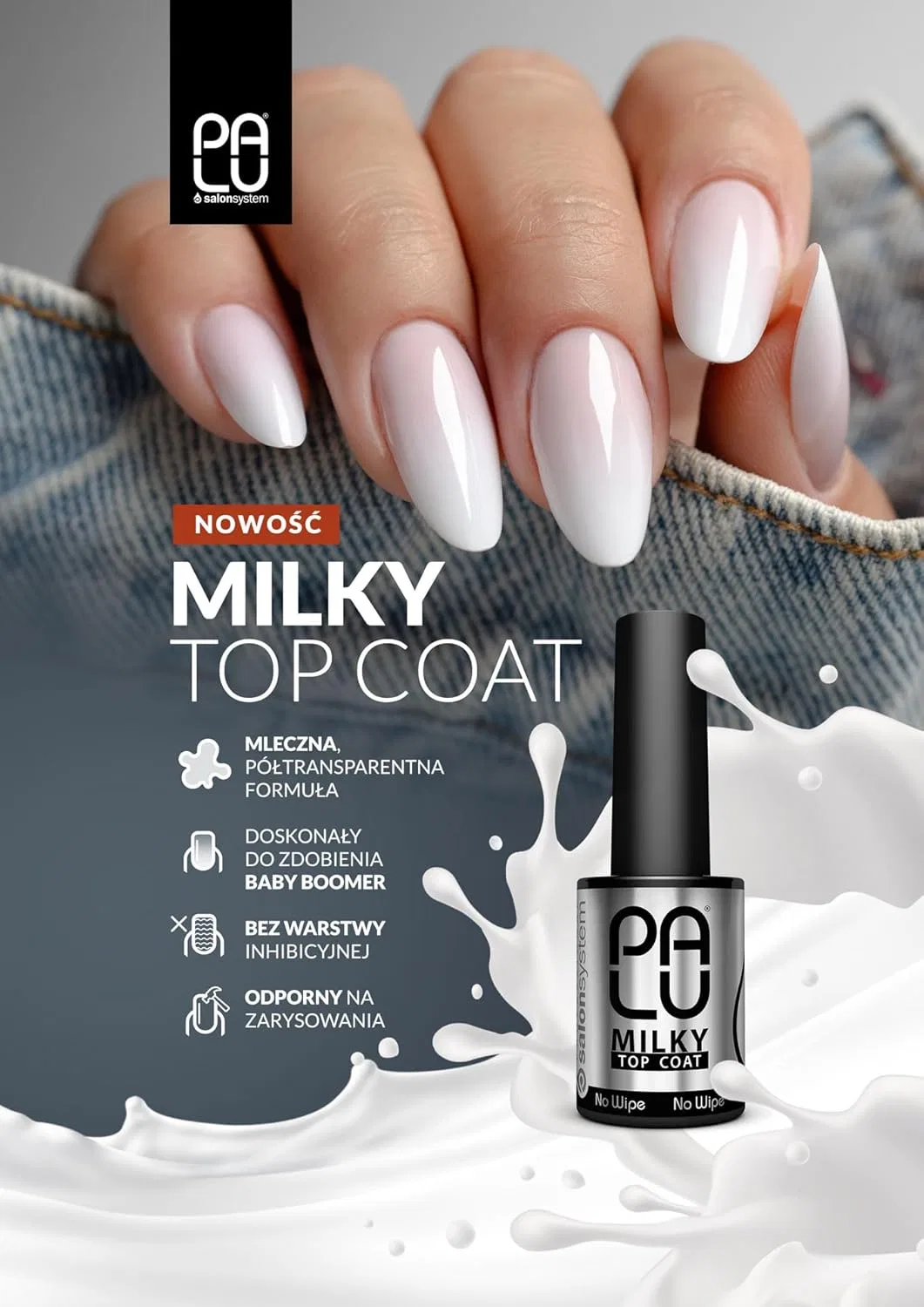 Верхнее покрытие Palu без липкого слоя Milky 11 г Palu Salon System — фото 3