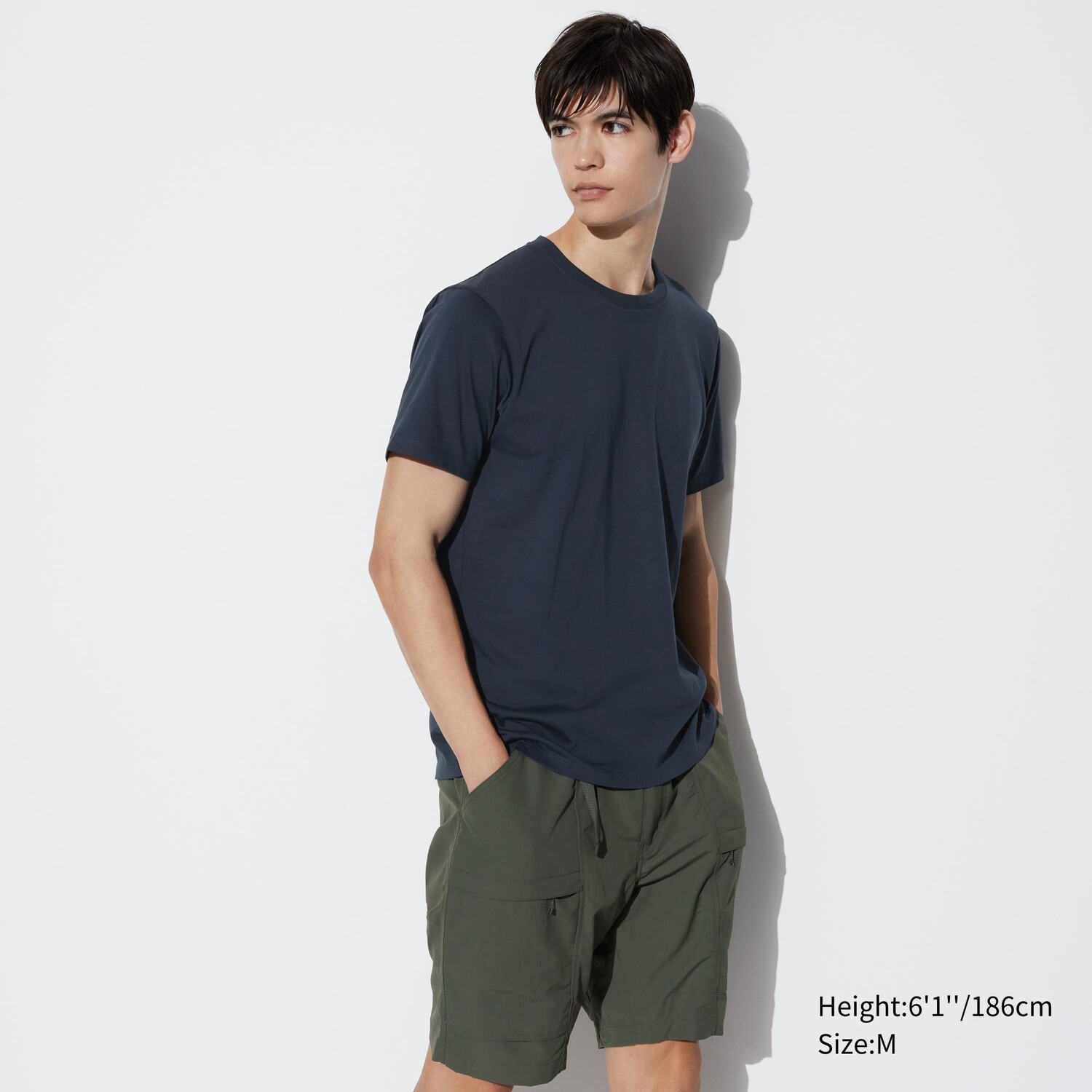 

Футболка с круглым вырезом из 100% хлопка Supima UNIQLO, темно-синий