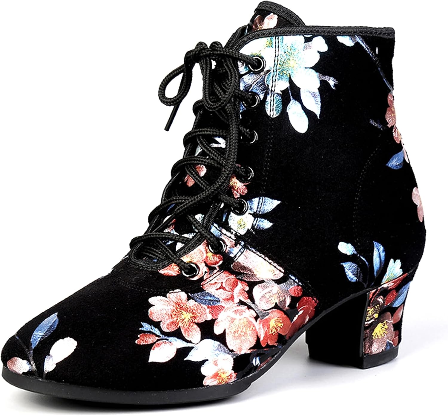 

Женские танцевальные латинские туфли с принтом для сальсы и танго для детей и взрослых девушек, каблук 5 см/3,5 см Hiuzylqx, черный