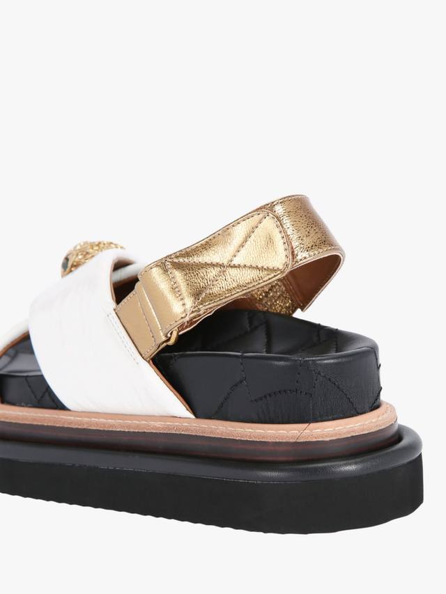 Кожаные сандалии Orson на платформе с перекрестными ремешками Kurt Geiger London, Putty/Gold — фото 2