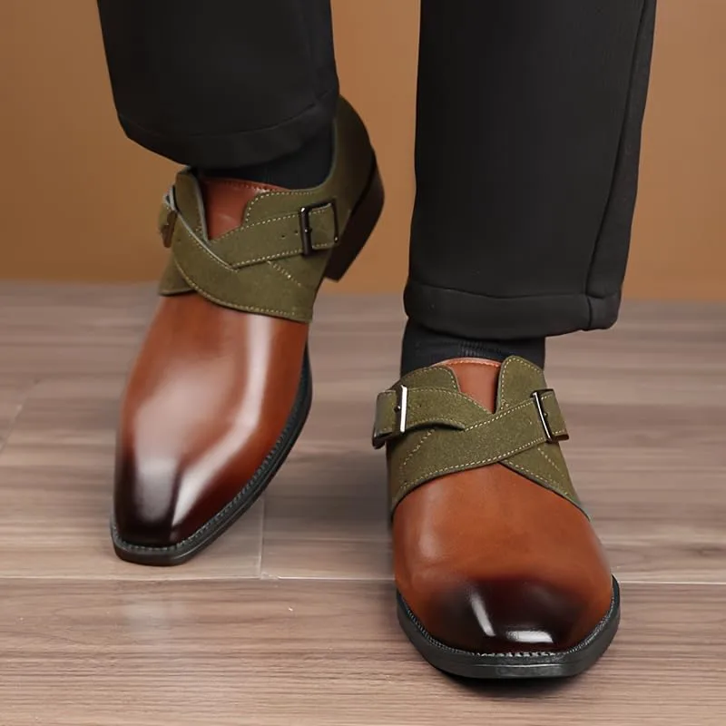 Men's Fashionable Leather Shoes - Casual and Versatile, Suitable for Business wear, Available in Large Sizes Fusecottc, коричневый — фото 4