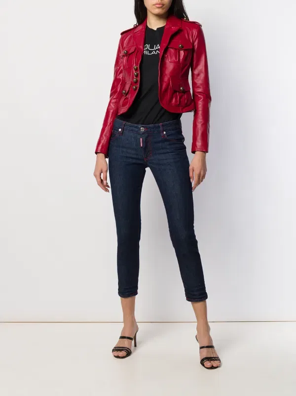 Узкие укороченные джинсы Dsquared2, синий — фото 2