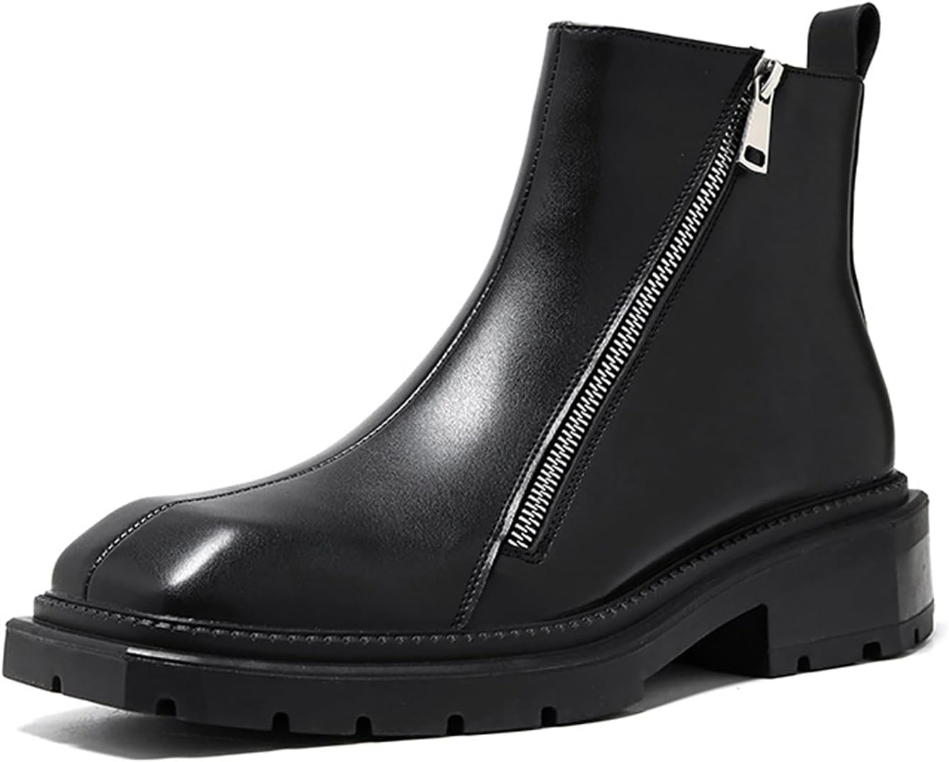 

Мужские полированные кожаные ботинки-платформа с квадратным носком Tznbgge, черный