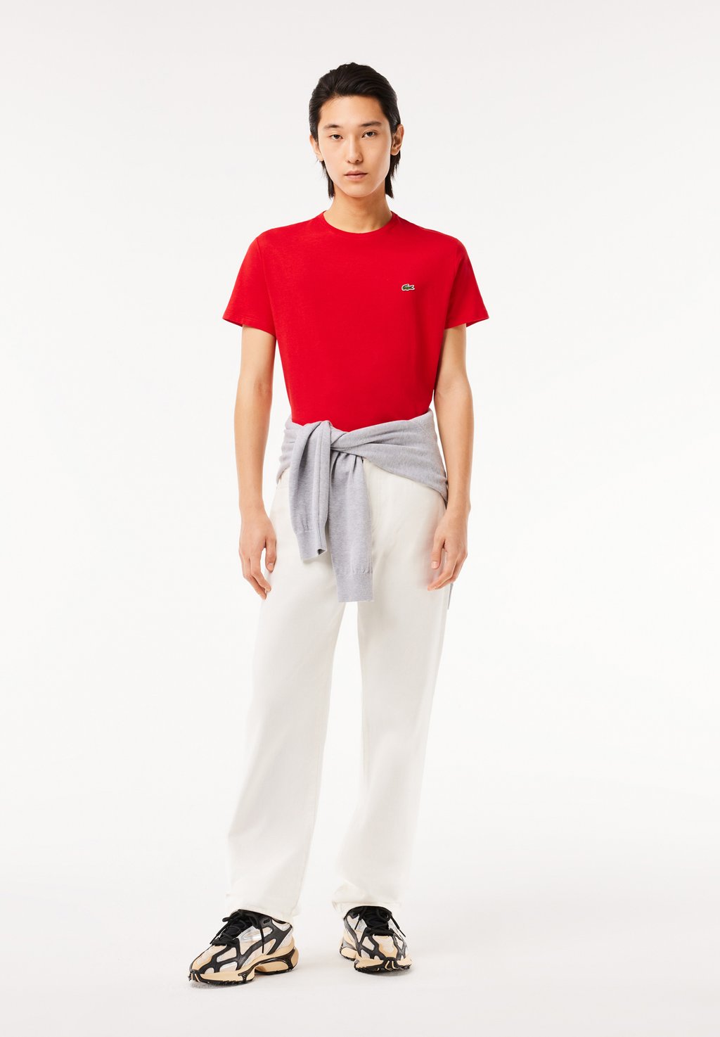 Футболка Lacoste, базовая, с вышивкой, красный — фото 2