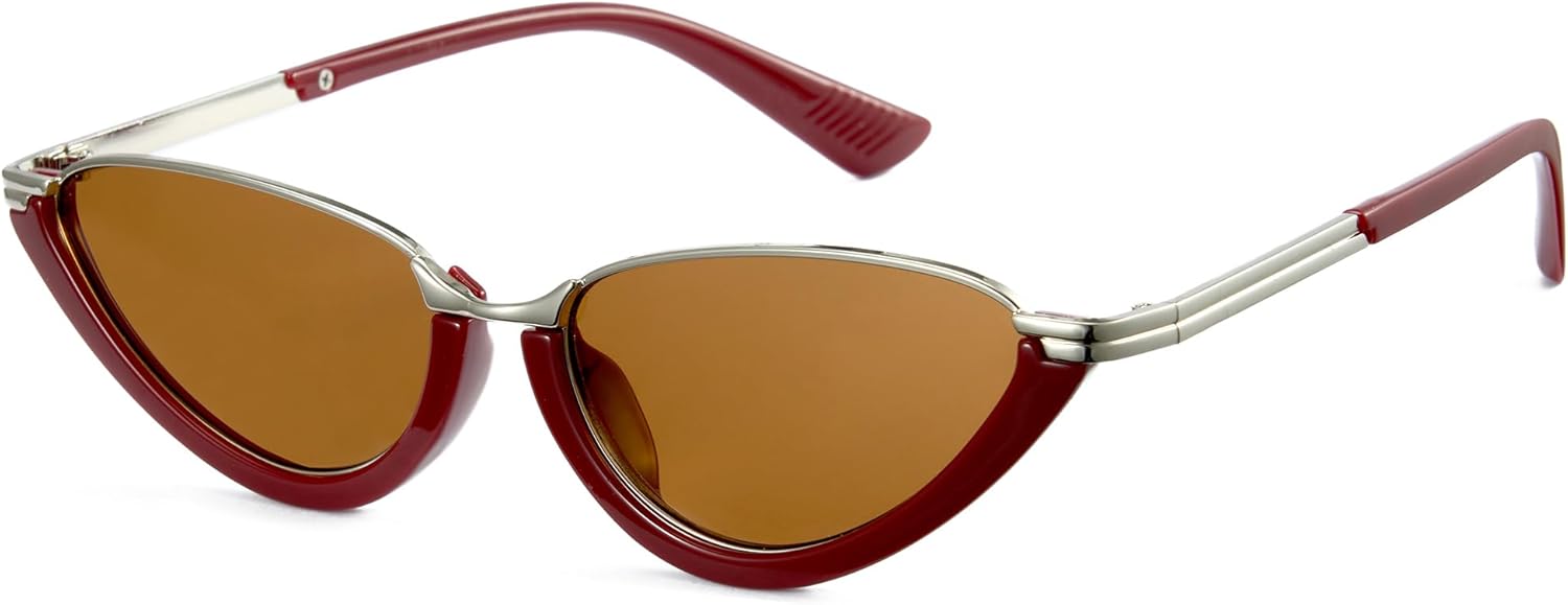 

Солнцезащитные очки Cyxus «Кошачий глаз» для женщин, минималистичная ретро-оправа из металла, модные очки для повседневного ношения, путешествий, уличного стиля, модель 1351, 03-burgundy Frame/ Tea-tinted Lenses-1351