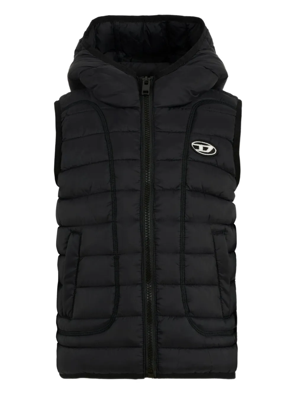 

Стеганый жилет с капюшоном Diesel Kids, черный
