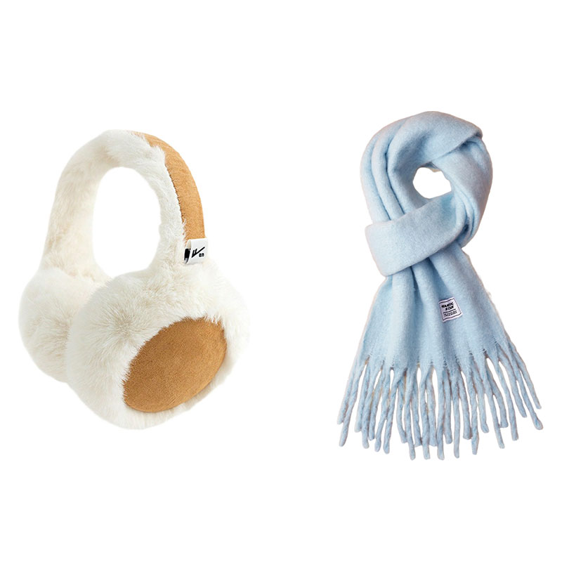 

Полиэстеровые наушники Unisex WARRIOR, [pure premium feel]хаки furry earmuff+светло-синий scarf