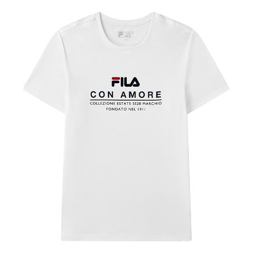 

Футболка logo letter print crewneck loose short sleeve men's white Fila, белый
