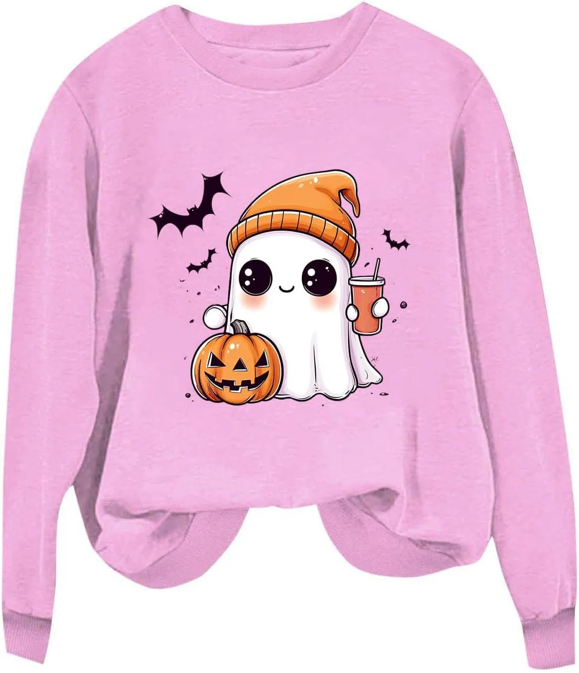 Свитшот Halloween для женщин с принтом призрака и тыквы — фото 2