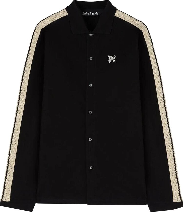 

Рубашка Palm Angels Monogram Piquet Track 'Black/Off White', черный