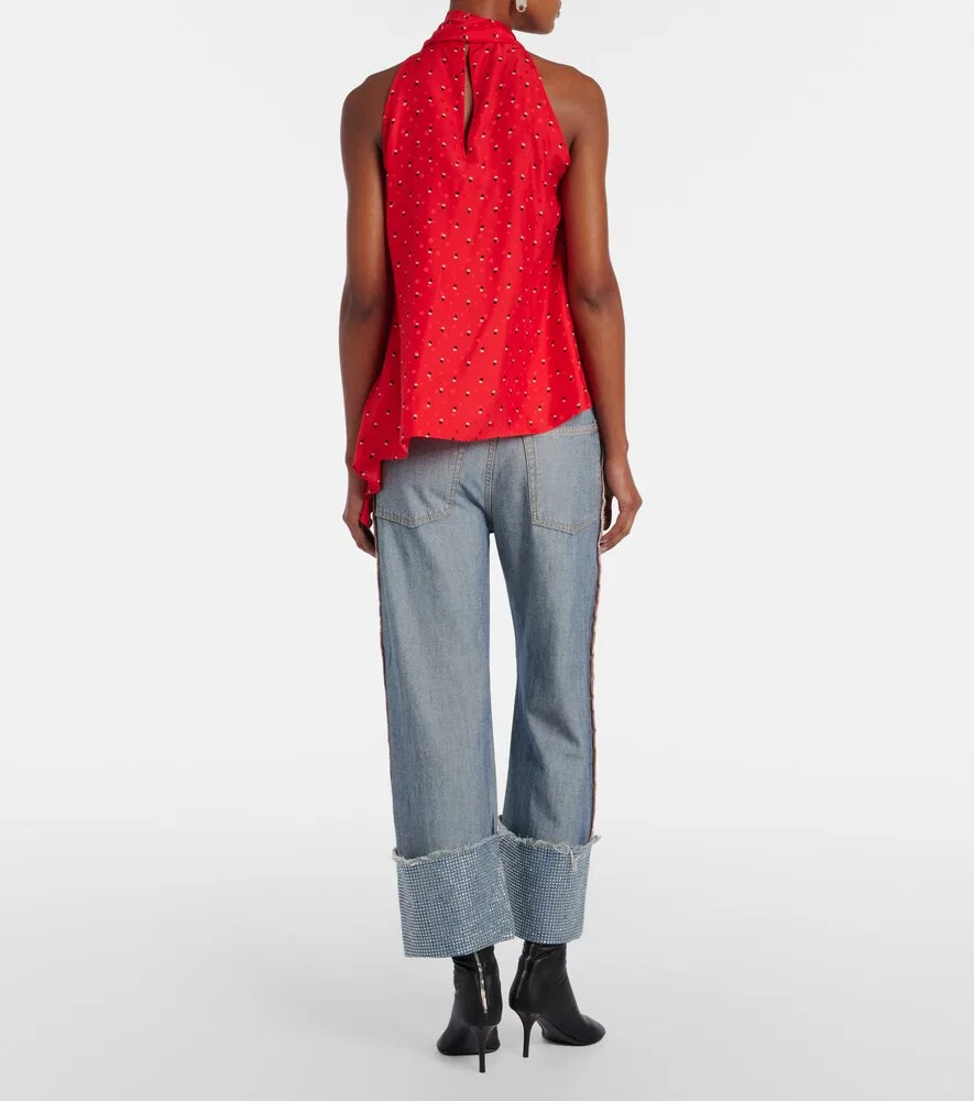 Деконструированные, украшенные прямые джинсы Acne Studios, синий — фото 3
