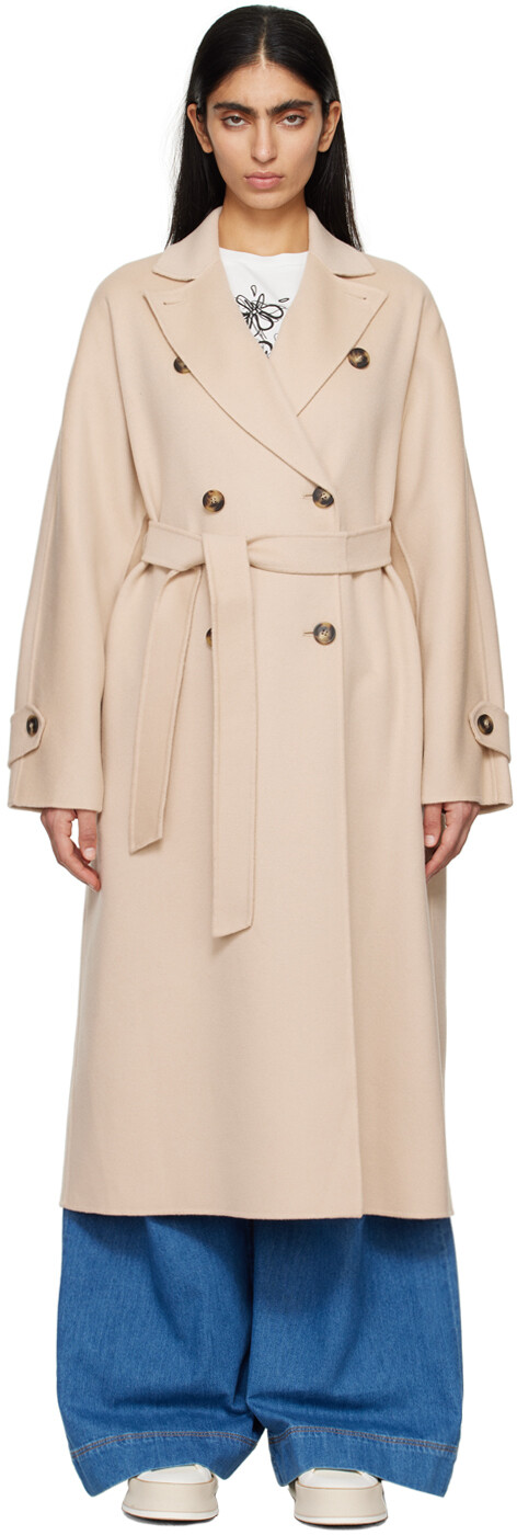 

Бежевое пальто с аффетто Weekend Max Mara