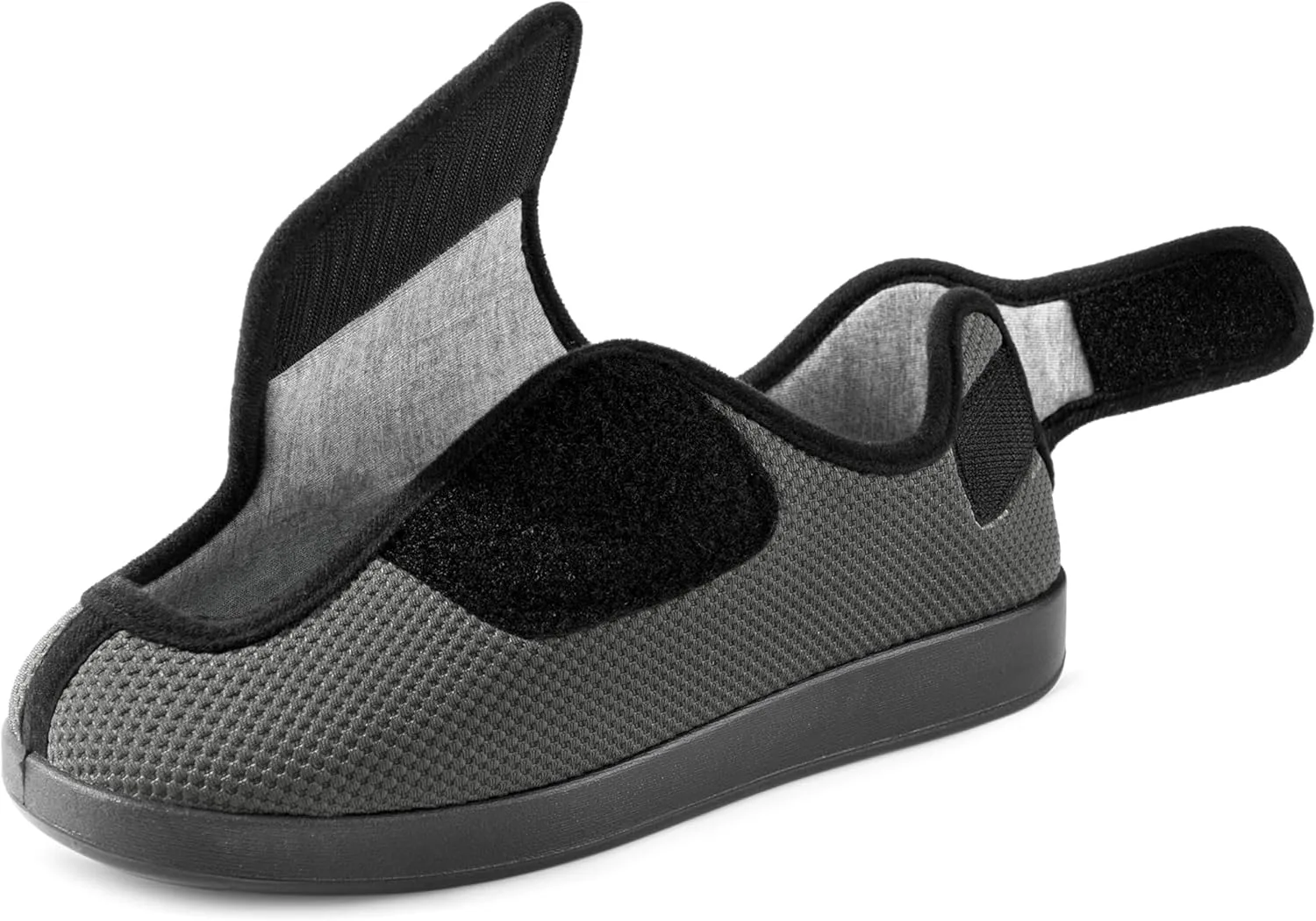 

Мужские диабетические тапочки с широкой посадкой, дышащие, с вафельной вязкой, регулируемые, с противоскользящей подошвой для дома и улицы Ravelier, серый