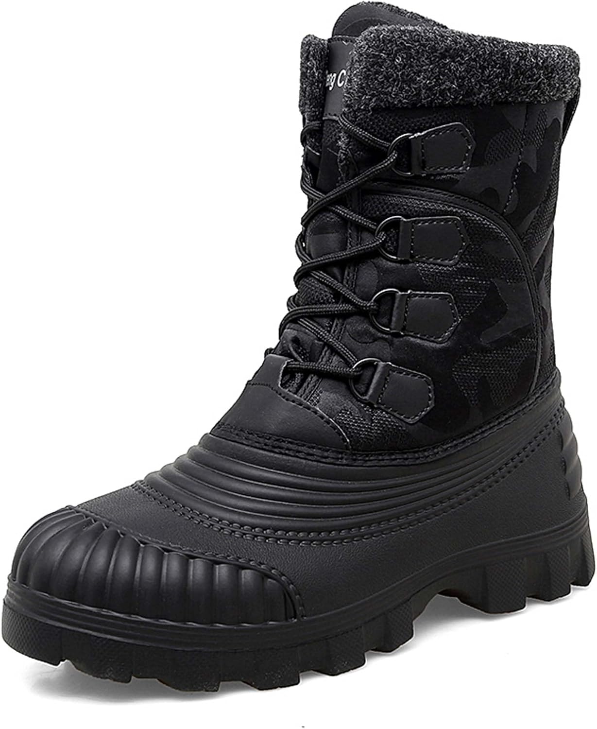 

Мужские высокие зимние ботинки противоскользящие для активного отдыха с водонепроницаемой поверхностью, для ходьбы и походов, теплые зимние ботинки Generic, черный