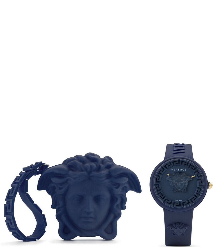 

Versace Часы унисекс Medusa Pop Кварцевые аналоговые часы с силиконовым ремешком, синий