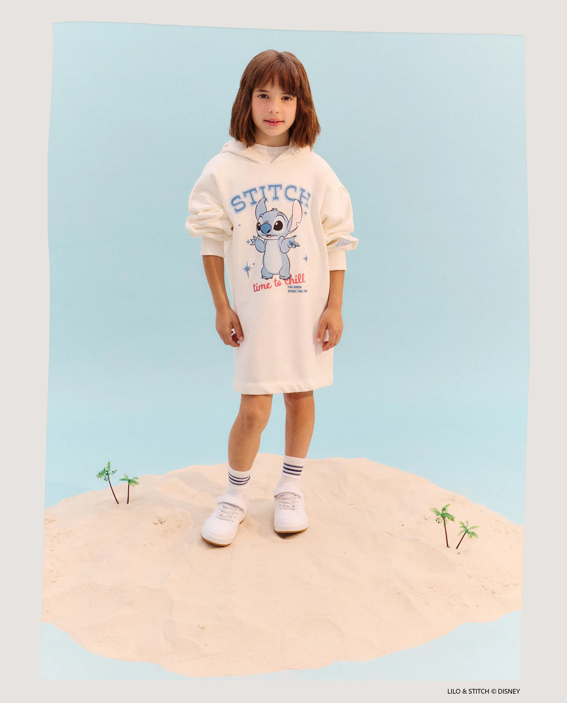 

Платье с принтом, флисовое, с регулируемым капюшоном Stitch Kids El Corte Inglés, белый