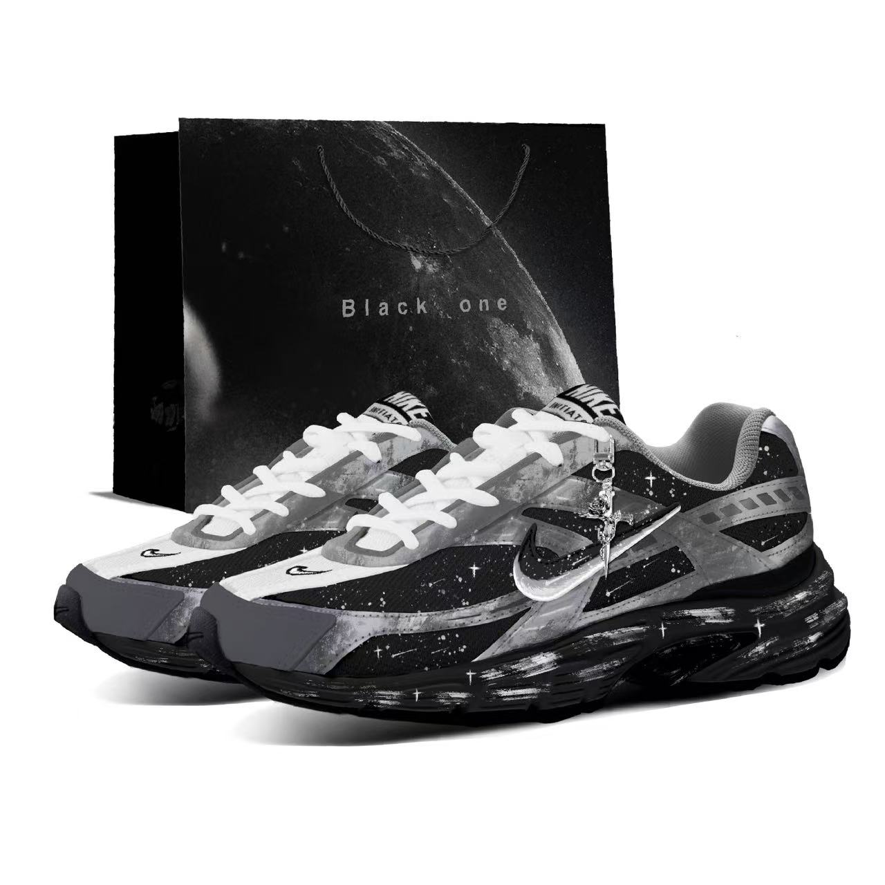 

Nike Initiator Textile, Synthetic Leather, Leather Cushioning, Wear Resistant Low top Running Shoes Мужские черно-серые