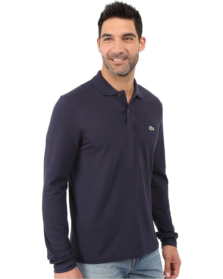 Поло Lacoste Long Sleeve Classic Pique Shirt, цвет Navy Blue — фото 4