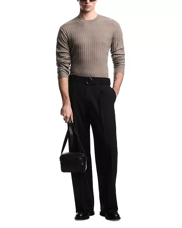 Шерстяной пуловер с геометрическим ромбовидным узором Emporio Armani, Beige — фото 2