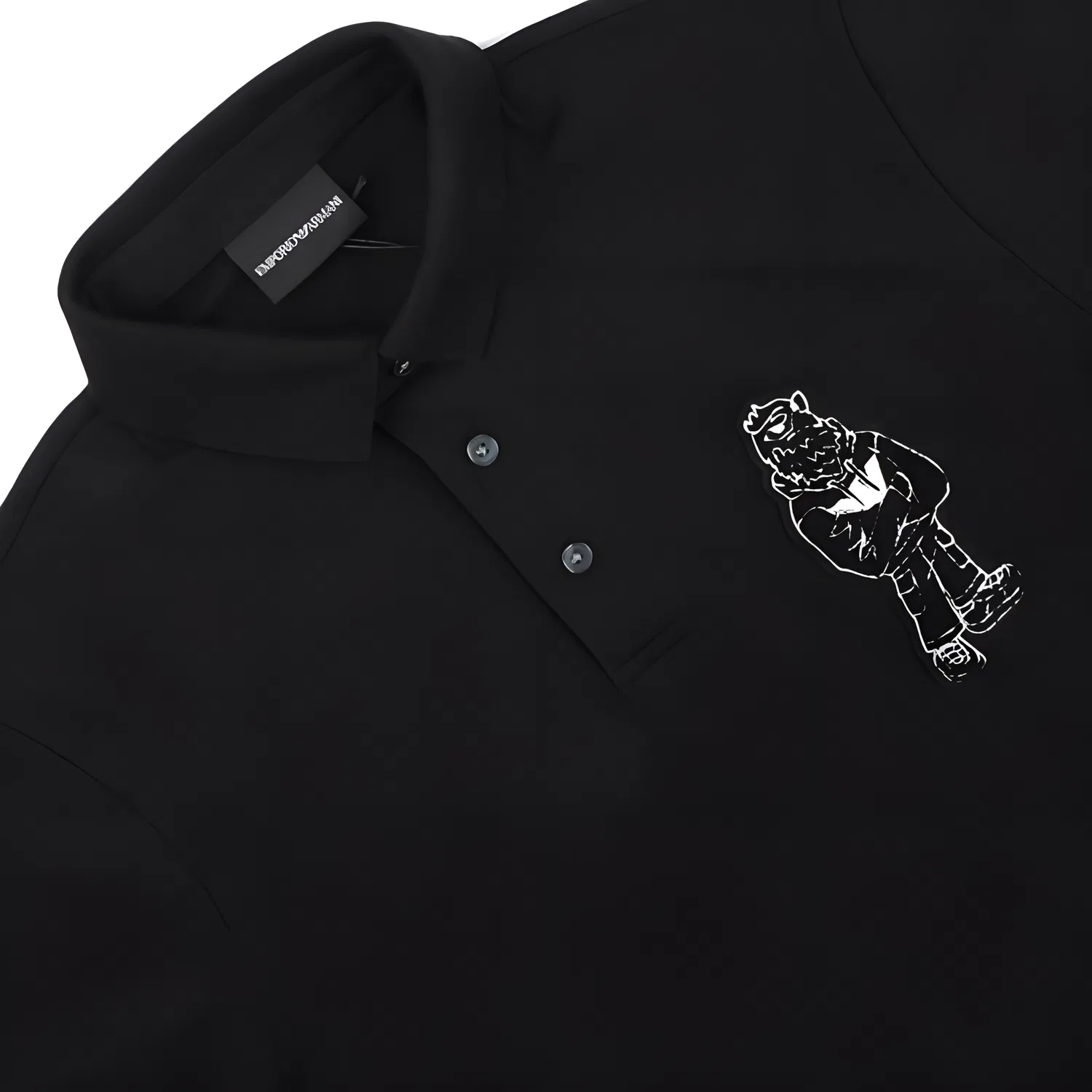 Поло мужское черное с воротником поло прямой средней посадки EMPORIO ARMANI, Black — фото 4