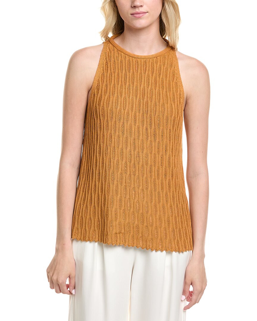 

Lafayette 148 New York Honeycomb Halter Silk-Blend Tank, желтый