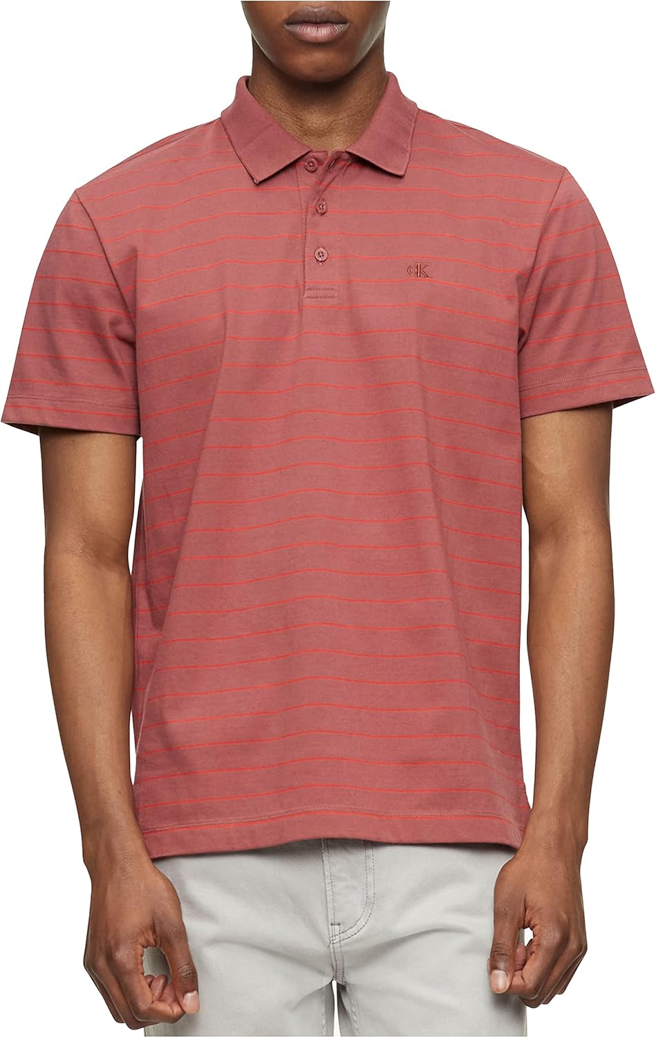 

Мужская рубашка-поло Calvin Klein из гладкого хлопка с полосатым логотипом-монограммой, Apple Butter