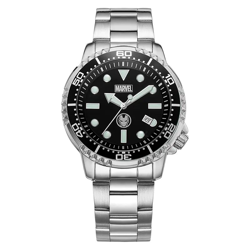 

MARVEL Часы Iron Man Series Quartz Movement Alloy Strap Watch Men's Watch Black Dial M-9305S