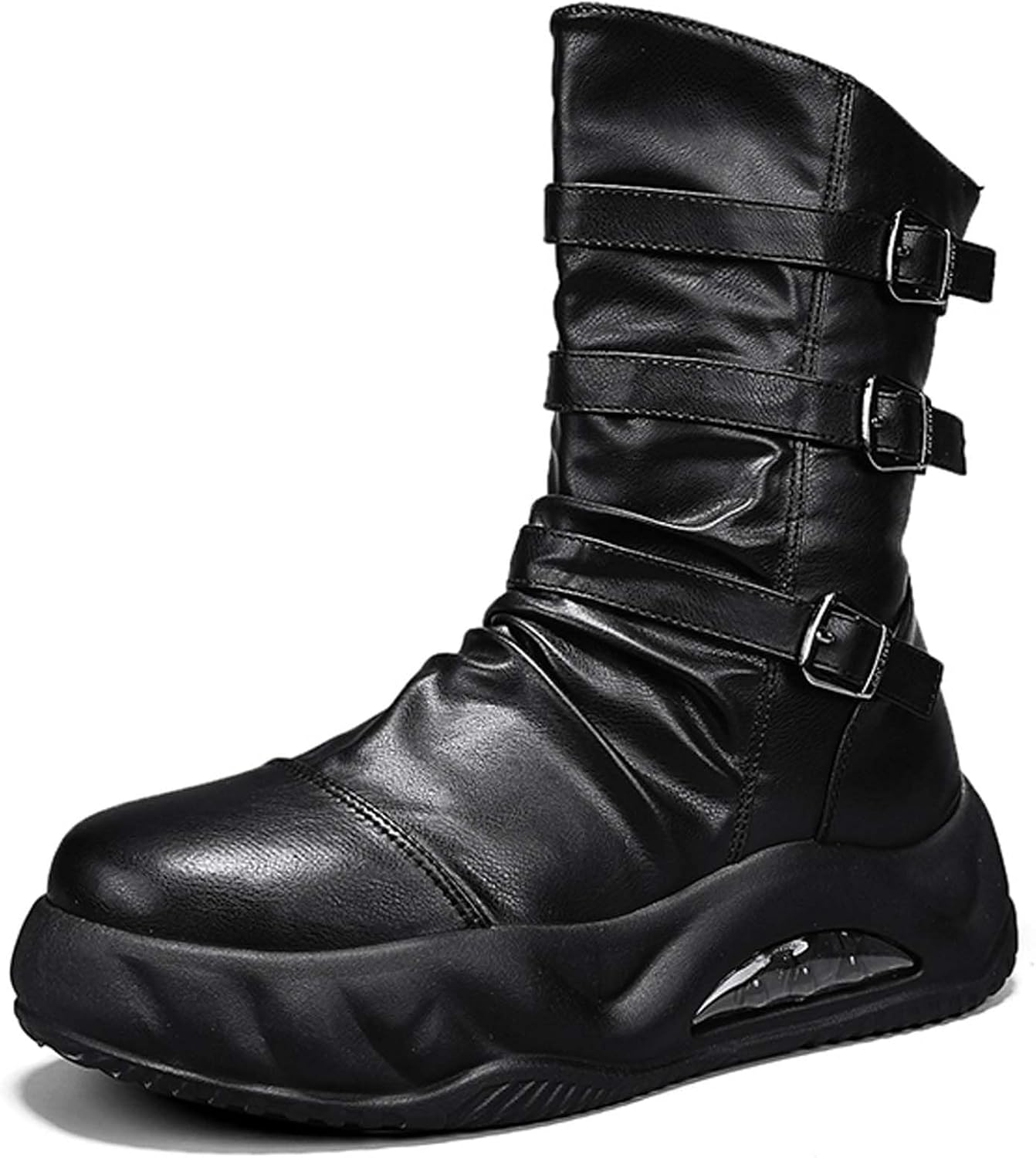 

Мужские мотоциклетные ботинки, черные водонепроницаемые мотоциклетные ботинки, высокие кожаные ботинки на боковой молнии, мужские походные модные ботинки, мужские ботинки с воздушной подушкой Generic