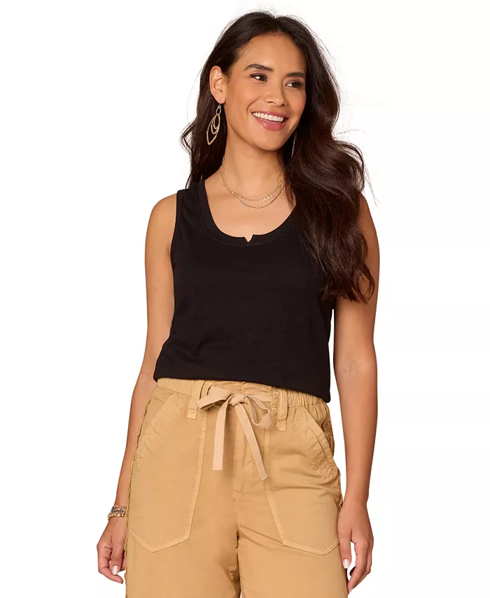 

Миниатюрный топ без рукавов с V-образным вырезом и вырезом "лодочка" Democracy, черный