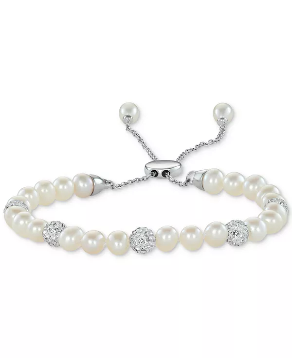 

Браслет-Боло с белым культивированным пресноводным жемчугом (6 мм) и кристаллами из стерлингового серебра Macy'S, white