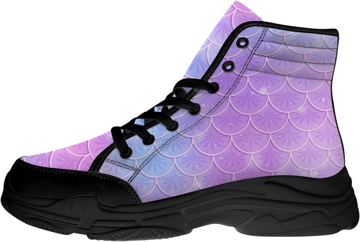 

Высокие кеды для женщин с чешуей русалки, на шнуровке, сандалии из канвы, подарок для нее Quorax, синий