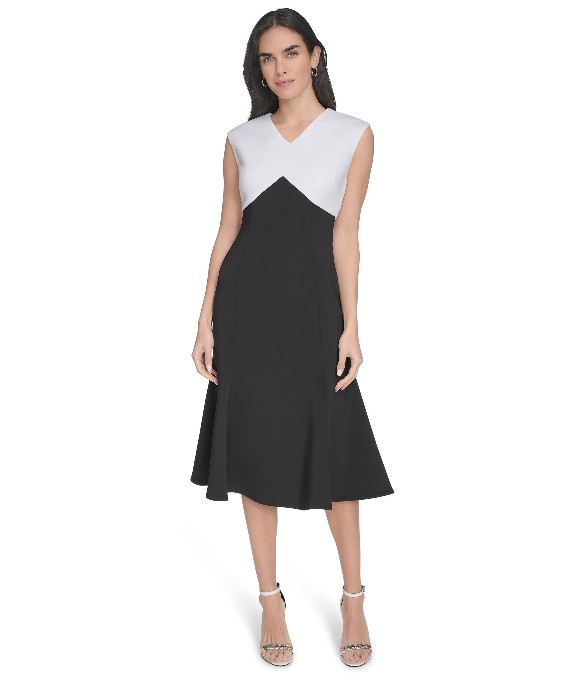 

Платье Calvin Klein Scuba Color Block A-Line, цвет Black White