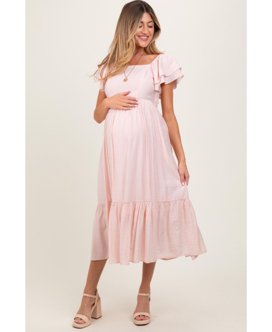 

Светло-розовое миди-платье для беременных с рукавами-крылышками Pinkblush, Light pink