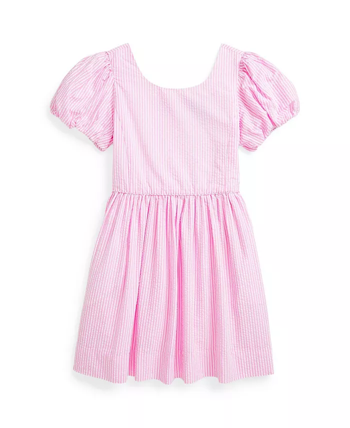 

Платье из хлопкового пике в полоску для девочек Toddler и Little Girls Polo Ralph Lauren, розовый