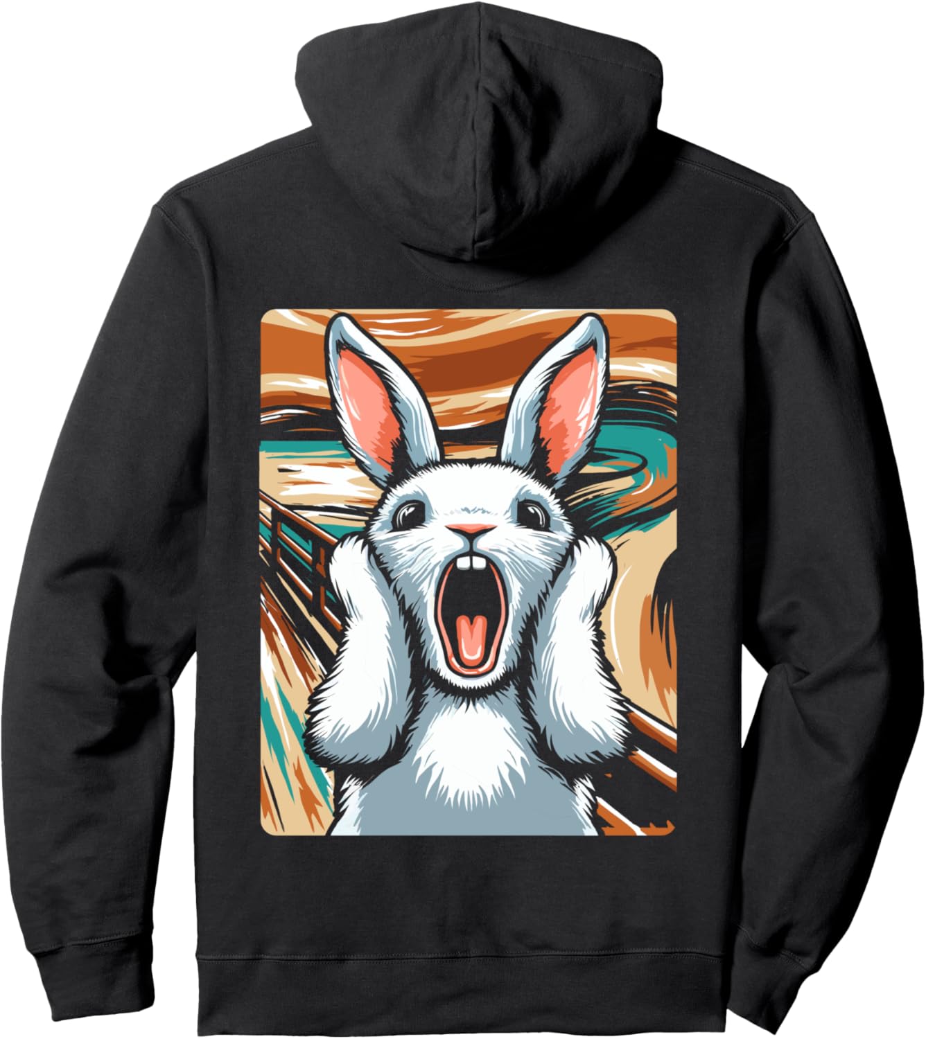 

Худи с изображением кролика-крикуна (Scream Bunny) Bunny Art Hare Scream Painting, черный