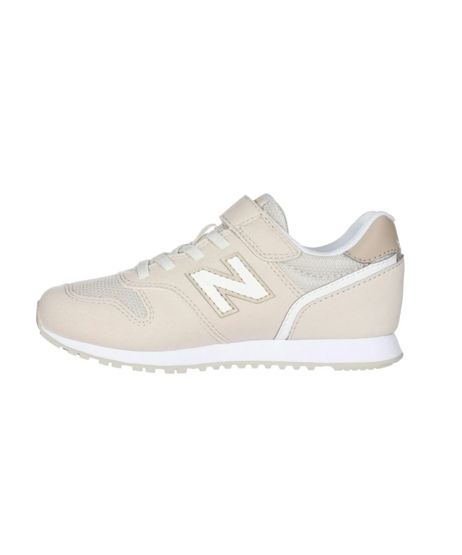 Детские кроссовки New Balance 373 с липучками и резинками бежевые — фото 2