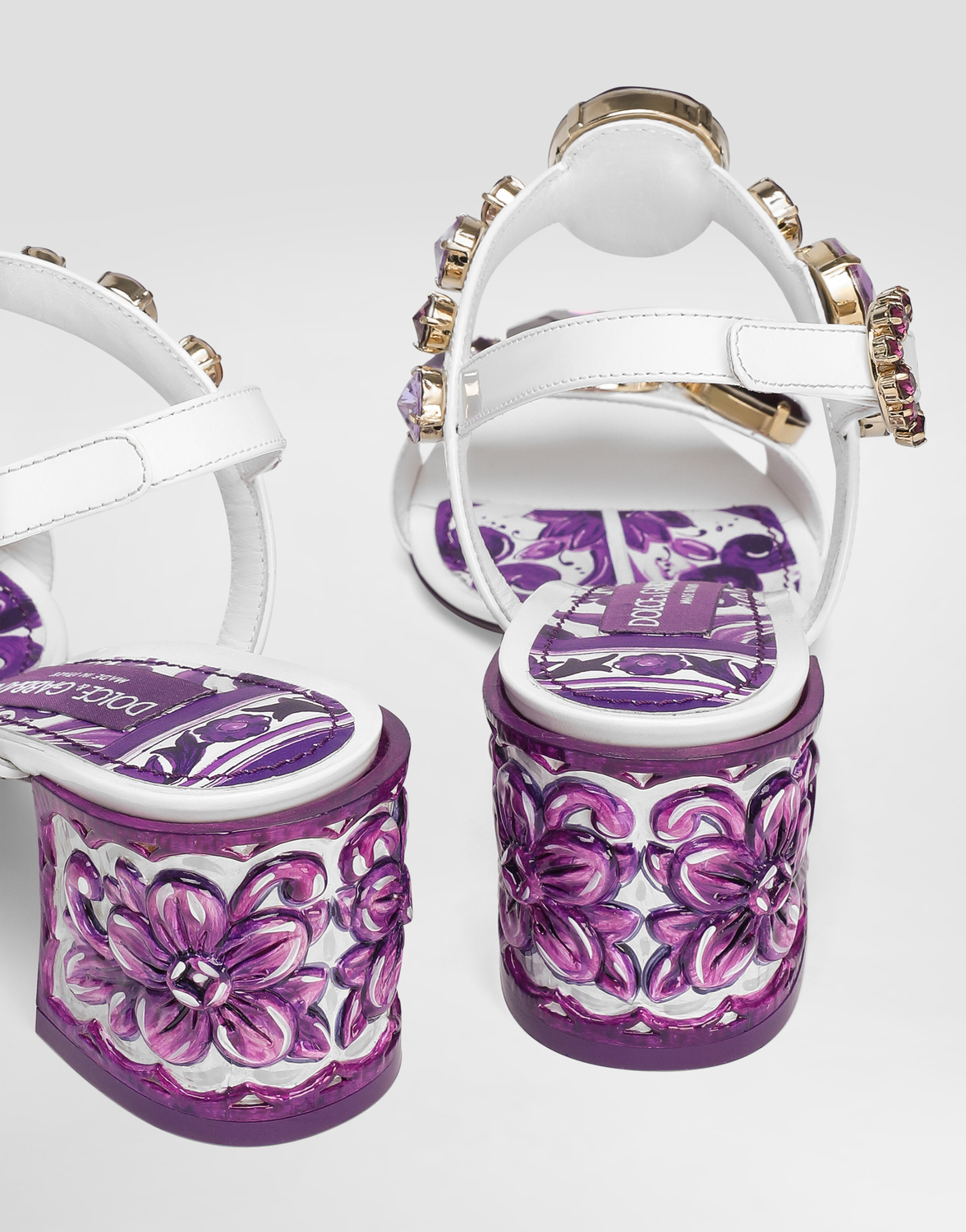 Босоножки из лакированной кожи с вышивкой из драгоценных камней Dolce & Gabbana, мультиколор — фото 4