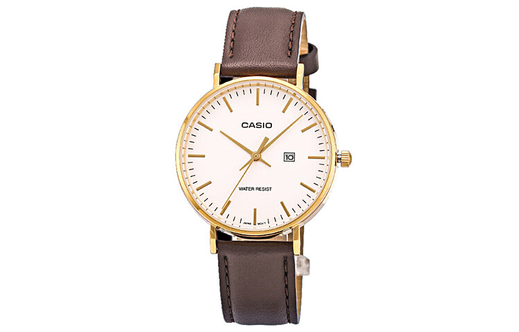 

Женские часы CASIO Mass Pointer, Белый циферблат Коричневый ремешок