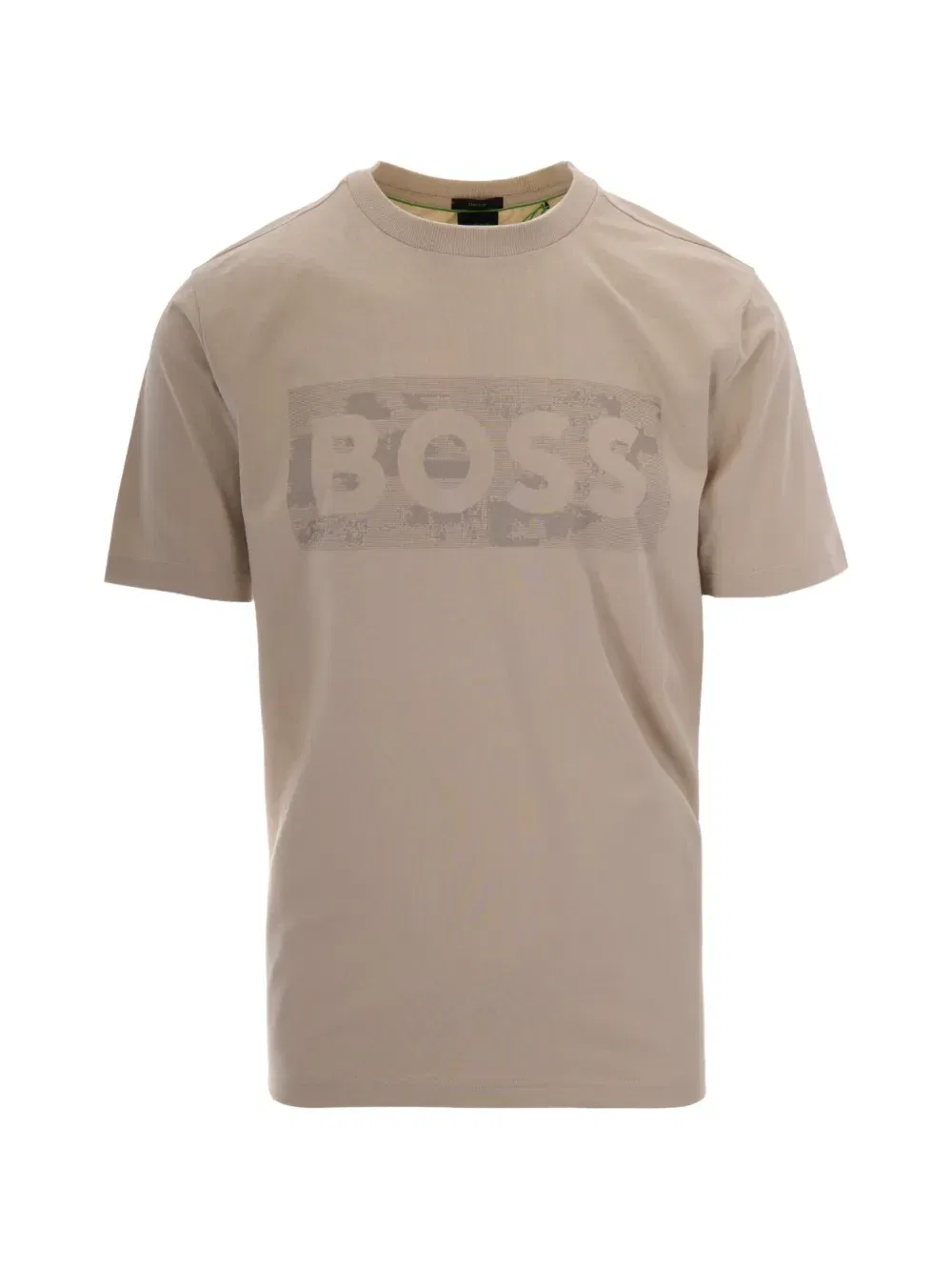 Футболка с логотипом и круглым вырезом BOSS, бежевый