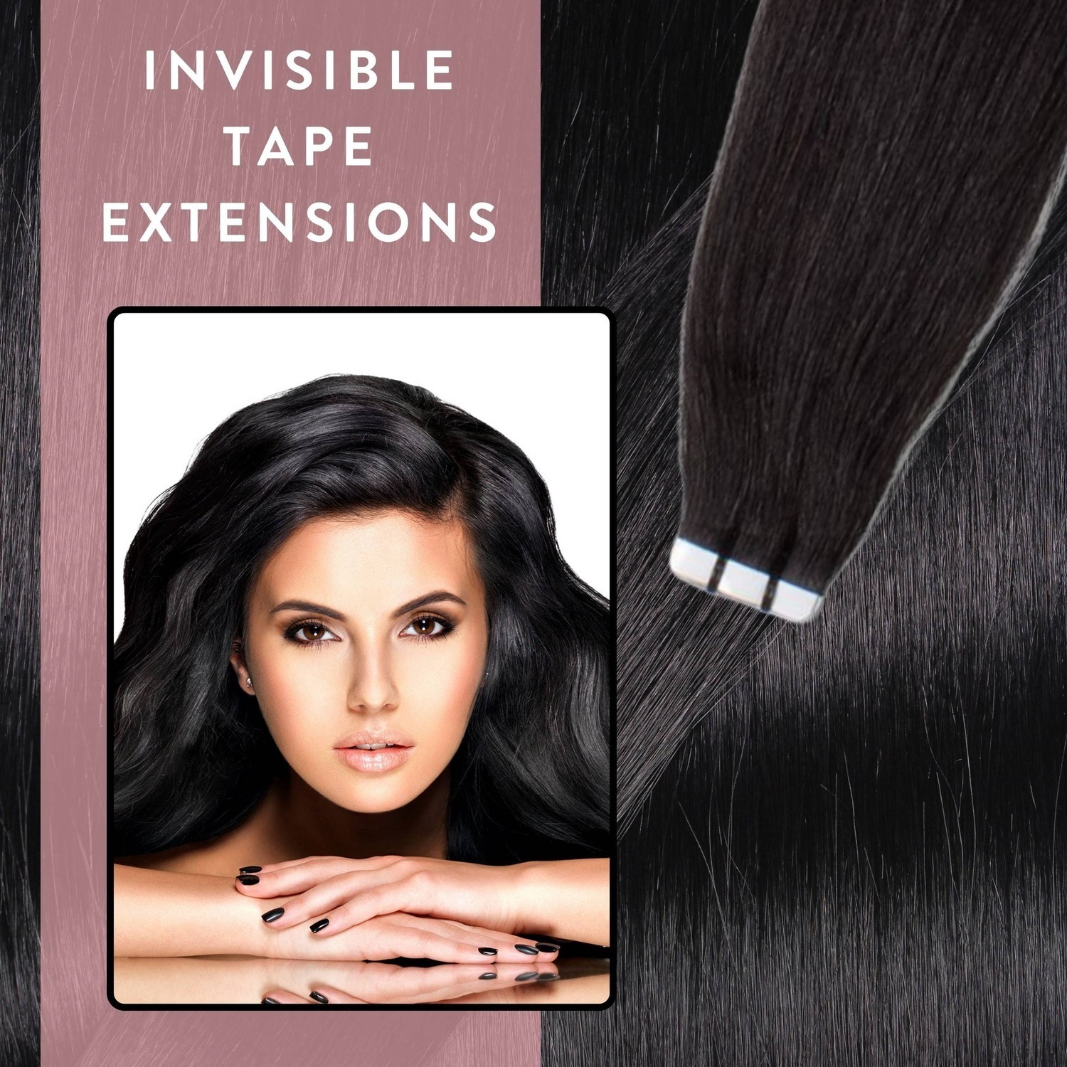Накладные волосы invisible tape extensions premium echthaar #2/0 schwarz Hair2Heart, 40cm, количество 10 шт. — фото 2