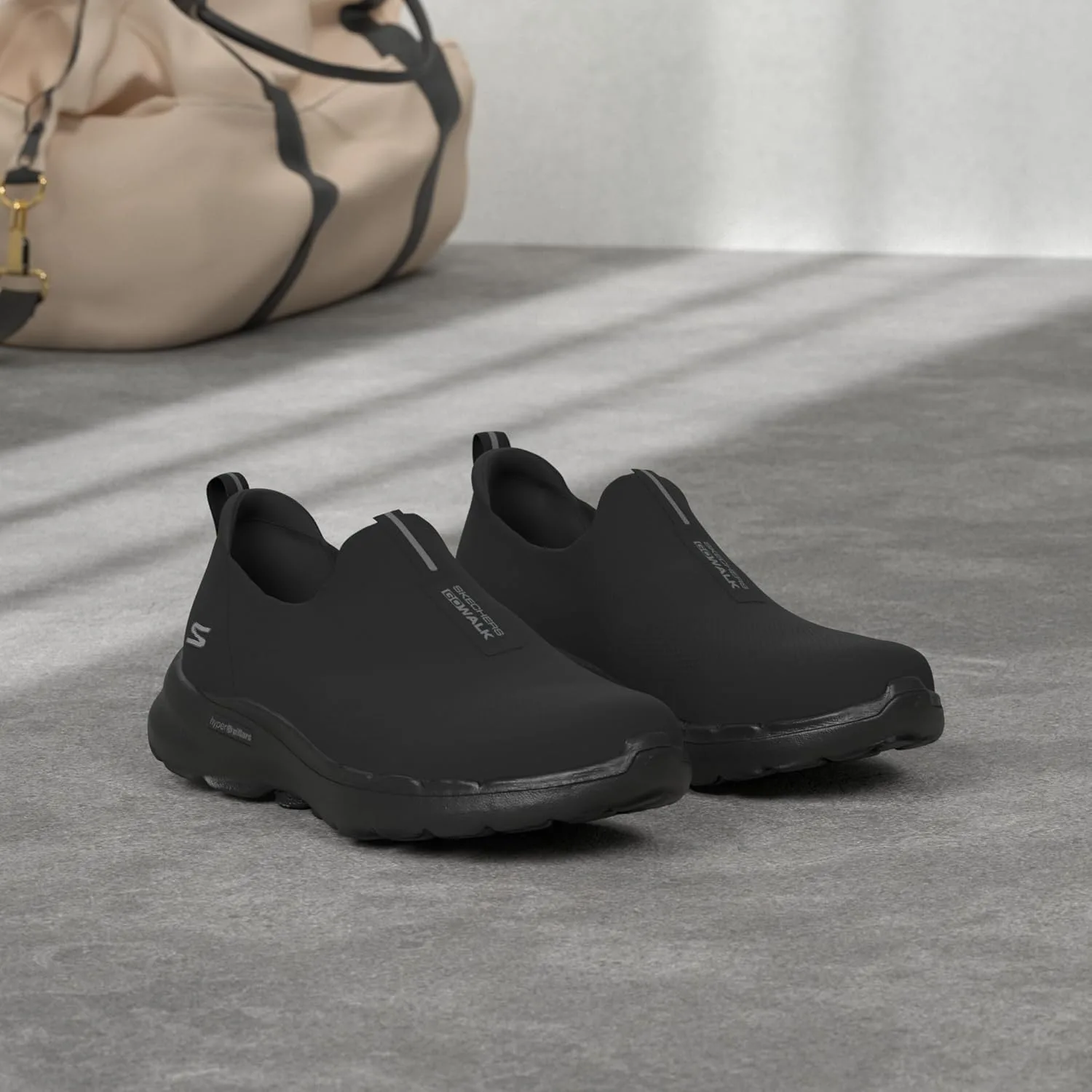 Мужские кроссовки Skechers Gowalk 6 - эластичные, без шнурков, спортивные, для походов и ходьбы, черный — фото 2