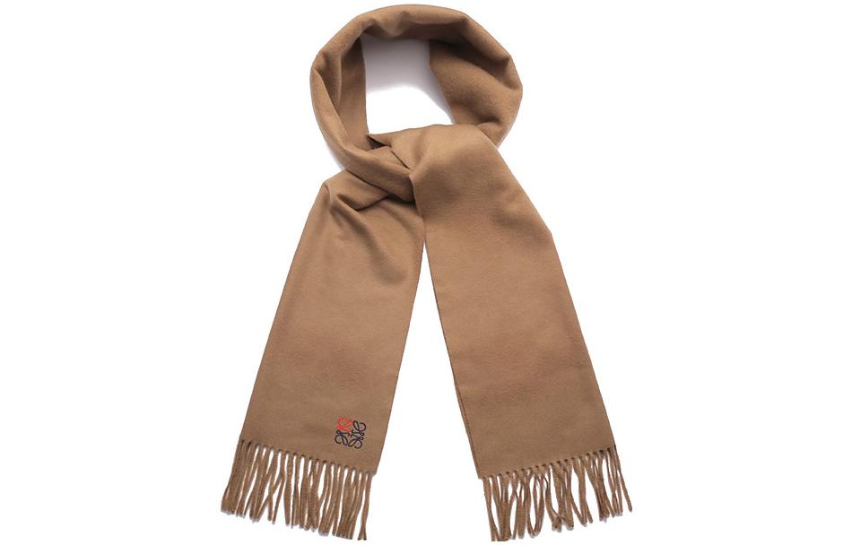 LOEWE Кашемировый вязаный шарф женский верблюжий, Camel — фото 3