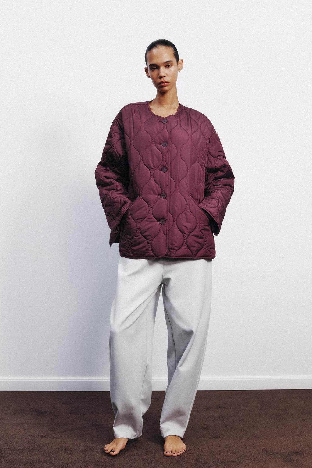 

Водоотталкивающая стеганая куртка ZARA, бордовый
